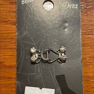 Double rhinestone sweater/light jacket fastener silver tone Y2K bling